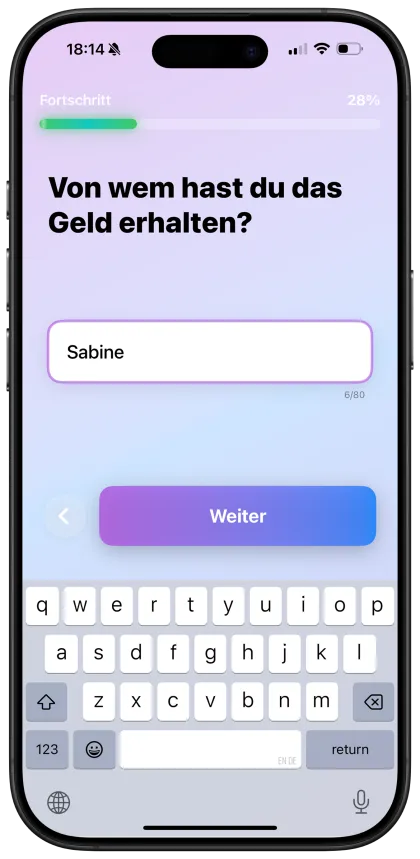 Zahlende Person eintragen